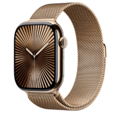 Apple Watch S10 Mobilhálózati Kapcsolattal 46mm Arany Titán Tokkal és Arany Milánói Szíjjal - S/M