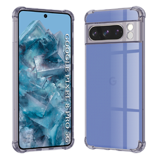 Google Pixel 8 Pro - Ütésálló Átlátszó Szilikon Tok - Füstszínű Fekete (Techsuit) tok