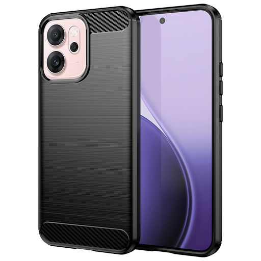 Telefon tok - Techsuit - Szénszálas szilikon - Oppo Reno 14F - Fekete.