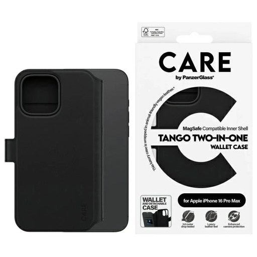 iPhone 16 Pro Max Fekete CARE by PanzerGlass Feature Tango 2in1 Wallet MagSafe tok iPhone 16 Pro Max Fekete CARE by PanzerGlass Feature Tango 2in1 Wallet MagSafe tok