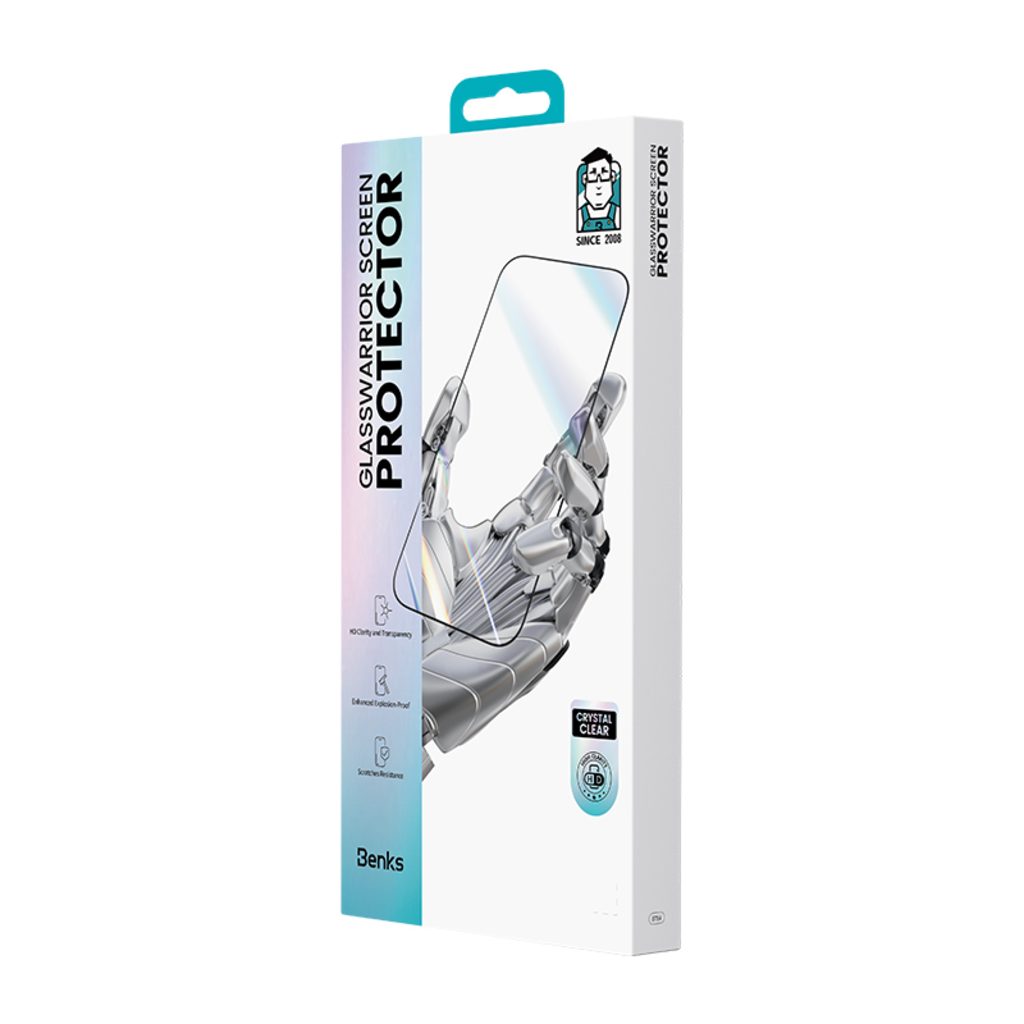 iPhone 17 / iPhone 16 Pro fekete Benks Edzett üveg Glass Warrior HD üvegfólia telepítő kerettel - 14