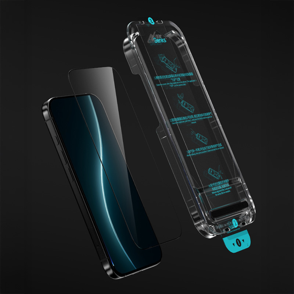 iPhone 17 / iPhone 16 Pro fekete Benks Edzett üveg Glass Warrior HD üvegfólia telepítő kerettel - 7