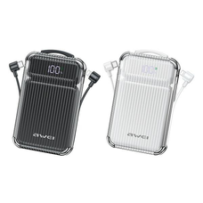 AWEI PowerBank P89K 10000mAh 38.5W fekete/fekete + PD/Lightning kábelek