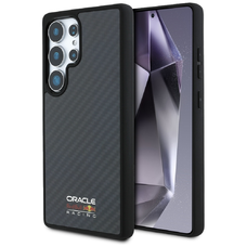 Red Bull Valódi Karbon Szálas Fényes Logós MagSafe Samsung Galaxy S25 Ultra tok Fekete Tok
