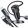 USAMS YT Sorozat CC287 Autós Töltő 66W 1xUSB-A 1xUSB-C + 2 az 1-ben USB-C/Lightning Kábel - 2. kép