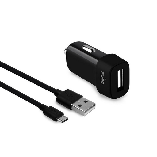 Autós töltő 1xUSB 1A MicroUSB kábellel fekete MCHUSBMICROCBLK