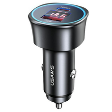 USAMS Autós Töltő 1xUSB + 1xUSB-C C26 95W (csak fej) Gyors Töltés fekete CC146TC01 (US-CC146),