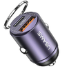 USAMS Autós Töltő 1xUSB+1xUSB-C C38 30WPD Gyors Töltés Beépített Gyűrűvel Lila CC206C - 0. kép