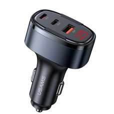 USAMS Autós Töltő 1xUSB+2xUSB-C C42 100W Gyors Töltés fekete