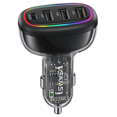 USAMS autós töltő 1xUSB-C 3xUSB-A C34 48W 3A+C PD Gyors Töltés fekete CC170CC01 (US-CC170)