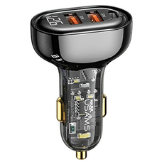 USAMS autós töltő 2xUSB+1xUSB-C 80W Gyors töltés fekete CC159CC01 (US-CC159)