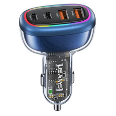 USAMS autós töltő 2xUSB-C 2xUSB-A C34 120W Gyors töltés kék CC169CC01 (US-CC169)