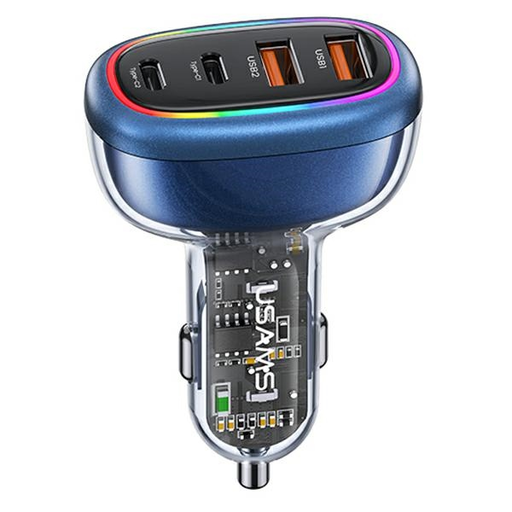 USAMS autós töltő 2xUSB-C 2xUSB-A C34 120W Gyors töltés kék CC169CC01 (US-CC169)
