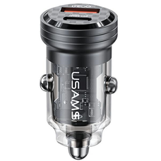 USAMS autós töltő C35 USB+USB-C 45W Gyors Töltés fekete CC175CC01 (US-CC175)
