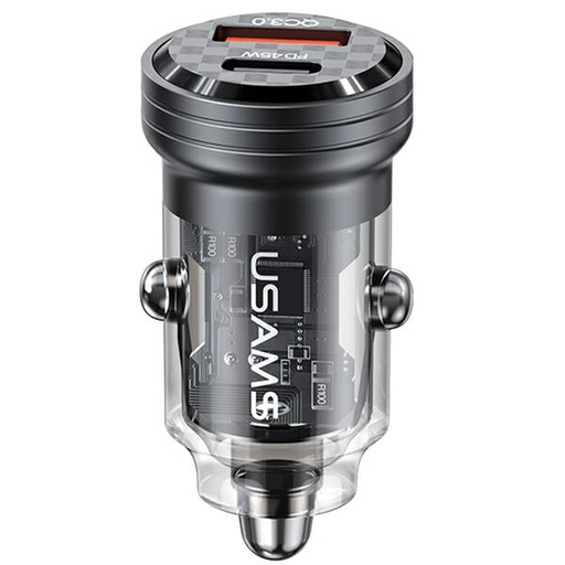 USAMS autós töltő C35 USB+USB-C 45W Gyors Töltés fekete CC175CC01 (US-CC175)