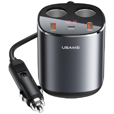 USAMS Autós Splitter 2xUSB-A / 1xUSB-C C28 245W szürke CC151TC01 (US-CC151)