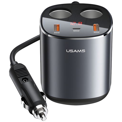 USAMS Autós Splitter 2xUSB-A / 1xUSB-C C28 245W szürke CC151TC01 (US-CC151)