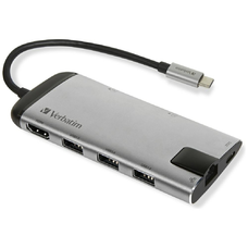 Verbatim USB-C Hub Adapter - USB-C/3xUSB-A 3.0/HDMI/Ethernet/SD/microSD alumínium 49142