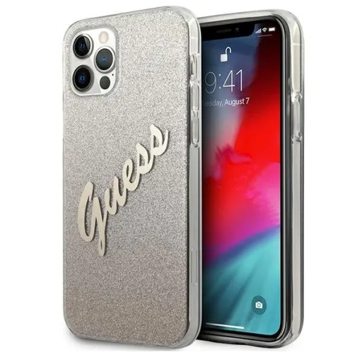 iPhone 12 Pro Max Guess GUHCP12LPCUGLSGO Glitter Gradient Script tok flitteres arany