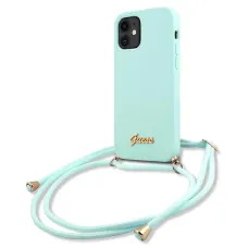 iPhone 12 mini Guess GUHCP12SLSCLMGLB Metal Logo Cord tok pánttal világoskék