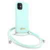 iPhone 12 mini Guess GUHCP12SLSCLMGLB Metal Logo Cord tok pánttal világoskék - 2. kép