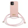 iPhone 12 mini Guess GUHCP12SLSCLMGLP Metal Logo Cord tok pánttal pink - 0. kép
