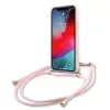 iPhone 12 mini Guess GUHCP12SLSCLMGLP Metal Logo Cord tok pánttal pink - 2. kép