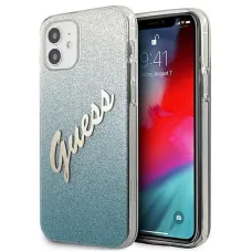 iPhone 12 mini Guess GUHCP12SPCUGLSBL Glitter Gradient Script tok flitteres kék