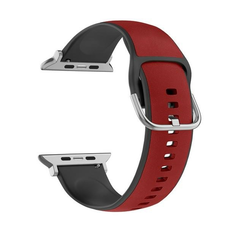 Beline Apple Watch Szíj Silico Bőr 42/44/45/49mm Piros-Fekete