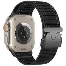 Beline Szőtt Nylon Diagonál Stílusú Ejtőernyő Szíj Apple Watch 42/44/45/49mm Fekete