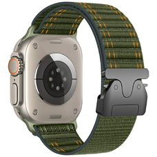 Beline Szőtt Nejlon Diagonális Stílusú Ejtőernyős Szíj Apple Watch 42/44/45/49mm Zöld