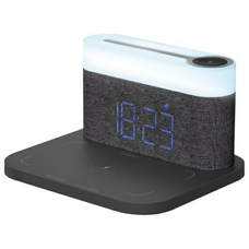 Proove 3 az 1-ben Éjjeli lámpa + Ébresztőóra Nappali és Éjszakai LED 1200mAh 3W induktív töltéssel 15W sötétszürke