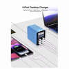 Relife Q4 asztali töltő, 72W, 5A, 2 x USB-C - 4 x USB-A, Kék - 0. kép