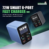 Relife Q4 asztali töltő, 72W, 5A, 2 x USB-C - 4 x USB-A, Kék - 2. kép
