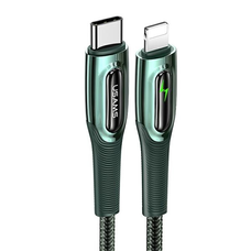 USAMS Fonott USB-C - Lightning Okos Áramtalanító 20W PD Kábel 1.2m sötétzöld SJ