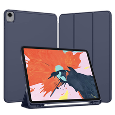  iPad Pro 12.9 (2018/2020/2021/2022) - Techsuit - Flex háromszoros tok (ceruzatartóval) - Sötétkék