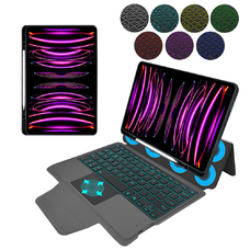 iPad Pro 11 (2018 / 2020 / 2021 / 2022) - Techsuit - KeyTab Pro (vezeték nélküli RGB billentyűzettel és stylus-ceruza tartóval) - Fekete. tok