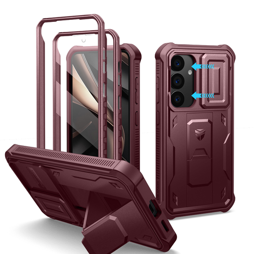 Samsung Galaxy S25 Dexnor tok kihajtható állvánnyal, piros ütésálló Samsung Galaxy S25 Dexnor tok kihajtható állvánnyal, piros ütésálló