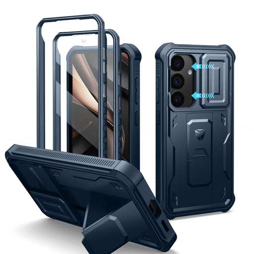 Samsung Galaxy S25 Dexnor tok kihajtható állvánnyal, kék ütésálló Samsung Galaxy S25 Dexnor tok kihajtható állvánnyal, kék ütésálló