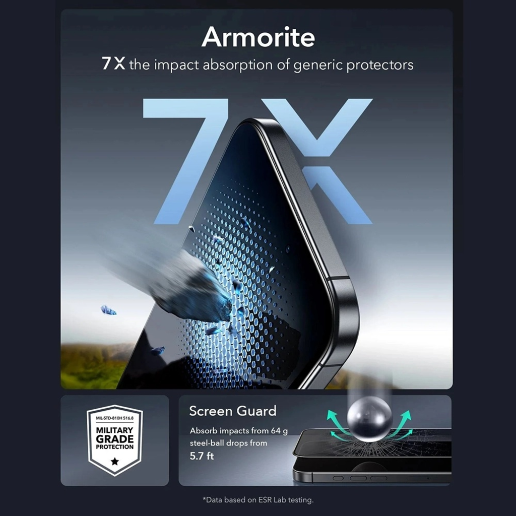  iPhone 17 Pro Max Fekete ESR Privacy Armorite Képernyővédő UltraFit (3 darabos csomag) üvegfólia - 7