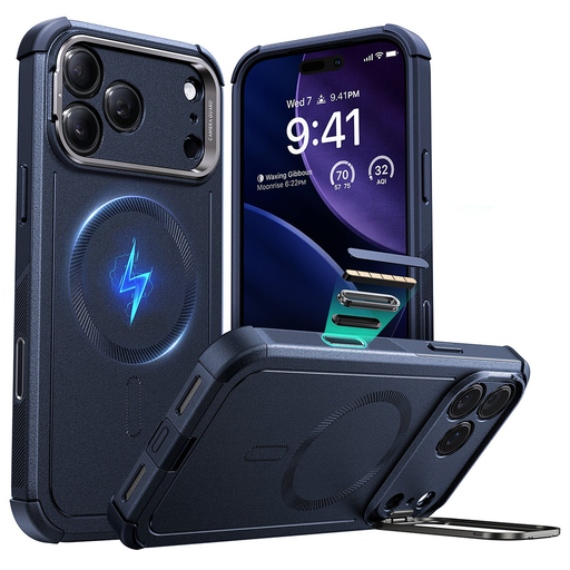 iPhone 17 Pro Kék ESR Cyber Armor kitámasztós tok iPhone 17 Pro Kék ESR Cyber Armor kitámasztós tok