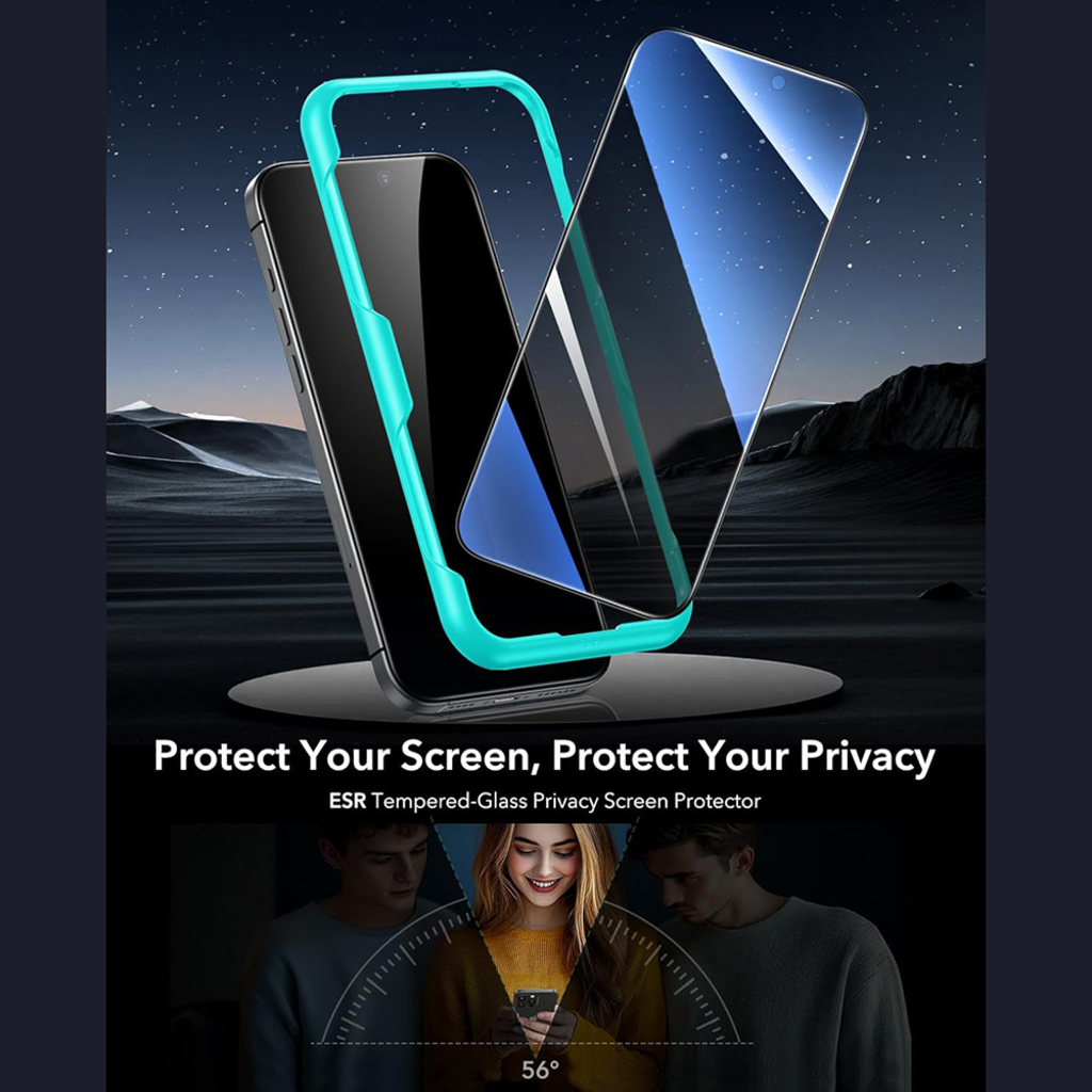  iPhone 17 Pro Fekete ESR Adatvédelmi Edzett Üvegfólia (3 darabos csomag) - 7