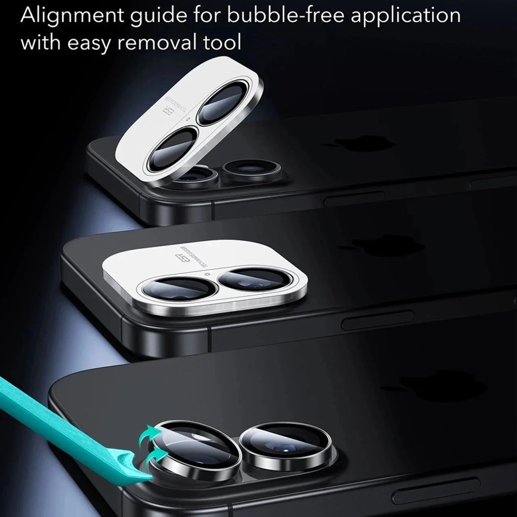  iPhone 16 / iPhone 16 Plus / iPhone 17 Fekete ESR Armorite Kameralencse védő (2 darabos csomag) üvegfólia - 7