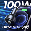 Havit - Autós töltő (CC100W) - USB, Type-C, PD100W, PC, digitális kijelzővel - Fekete - 4. kép