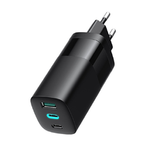 Havit - Fali töltő (UC10) - 2x Type-C, USB, PD65W, Gyors töltés - Fekete