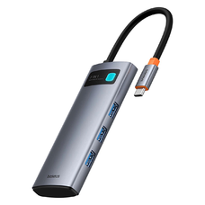 Baseus Metal Gleam 7in1 HDMI 4K 60Hz USB-C Hub / 3x USB 3.0 / USB-C PD / SD / microSD - Gray