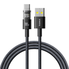 Baseus - Adatkábel Kijelző 2 (P10382701121-00) - Gyors töltés, USB-ről Type-C-re, Digitális kijelző, 100W, 1m - Kozmikus Fekete