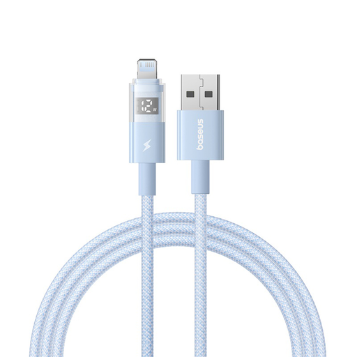 Baseus - Adatkábel Kijelző 2 (P10382700311-01) - USB Lightning csatlakozóval, Gyors töltés, Digitális kijelző, 2.4A, 2m - Galaxy Kék