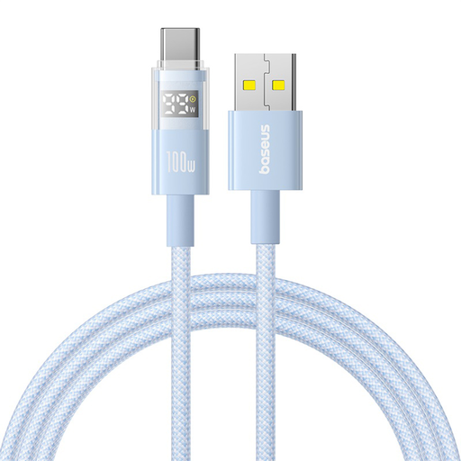 Baseus - Data Cable Display 2 (P10382701311-00) - Gyors töltés, USB Type-C, Digitális kijelző, 100W, 1m - Galaxy kék