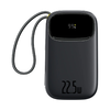 Baseus EnerFill FC31 20000mAh 22.5W Powerbank Digitális Kijelzővel és 2 Beépített Kábellel (USB-C + Lightning) - Fekete - 0. kép